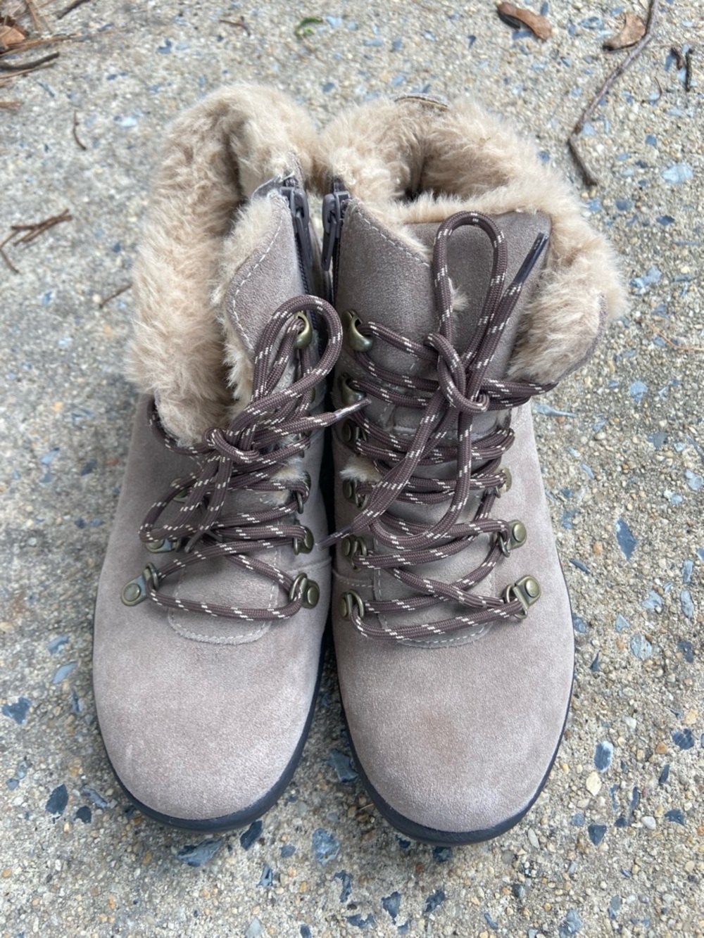 Earth Taupe Terrain Hiker Faux-Fur Lace-Up Ankle Boots